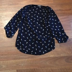 Everly horse boatneck blouse S