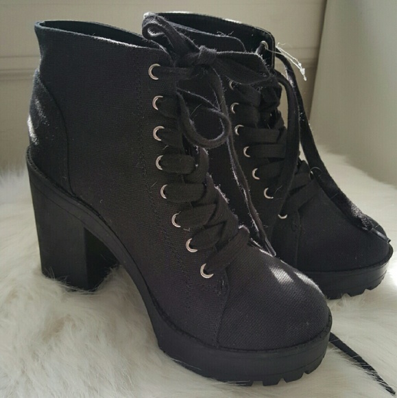 H&M Chunky Canvas Ankle Boots