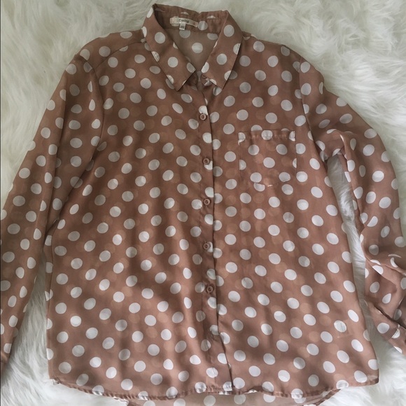 Sheer tan polkadot blouse