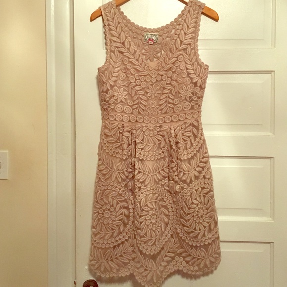 Tan anthropologie lace dress