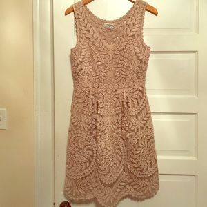 Tan anthropologie lace dress