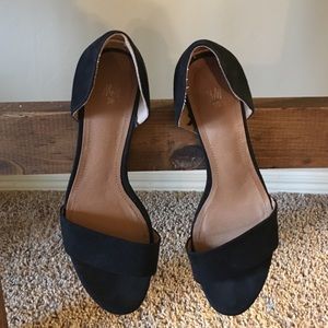 H&M Black Open Toe Kitten Heels