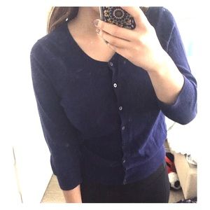 Cropped Navy Blue Cardigan