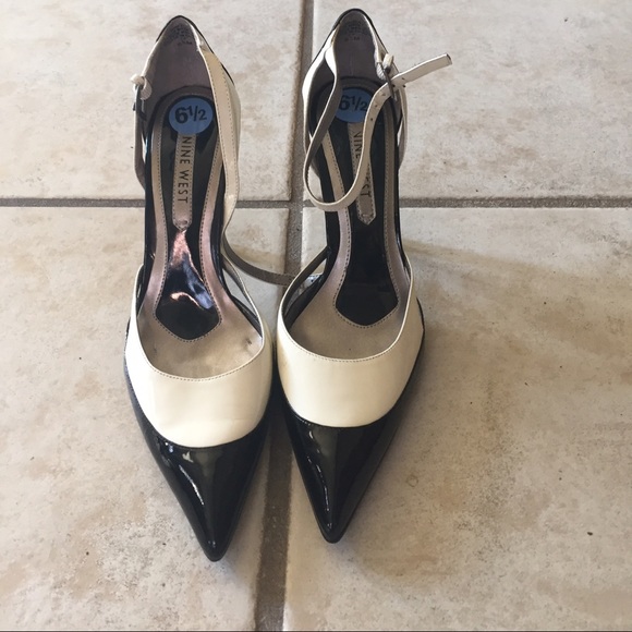 Cute black and white strappy heels