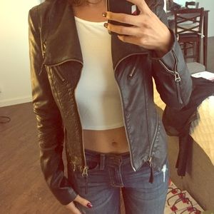 Solemio faux black leather jacket size Small