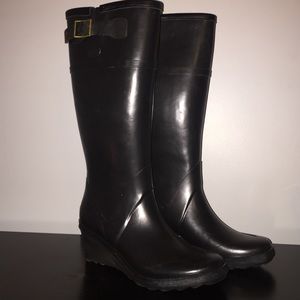Michael Kors black wedge rain boots size 7