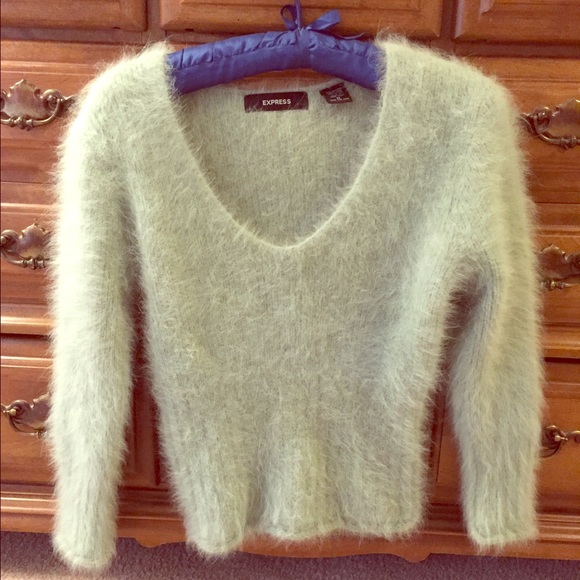 Express, mint green rabbit hair sweater
