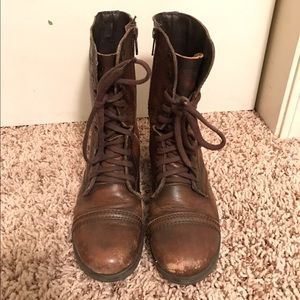 Brown Steve Madden combat boots