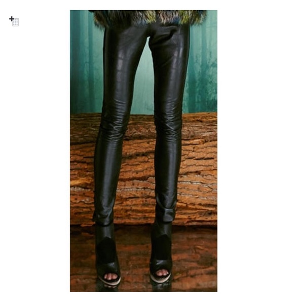 Croc Embossed Leather Pants