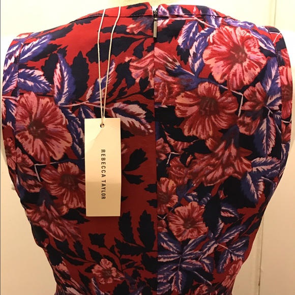 REBECCA TAYLOR Sleeveless Silk Floral-Print Dress - Picture 3 of 4