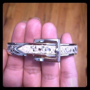 Gold And Snake Skin Print Bangle Bracelet