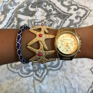 Lilly Pulitzer Gold and pink star fish bracelet