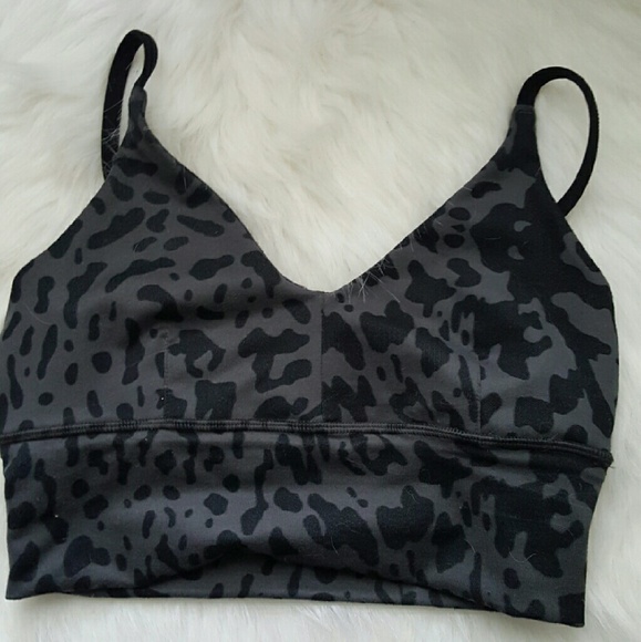 Lululemo Solomon Longline Sports Bra Gray Animal