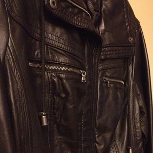 a.n.a Genuine Lambskin Black Jacket Coat Large