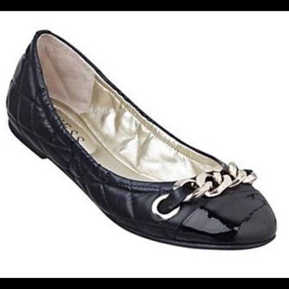 Guess Fetoni black leather slip on ballet flats