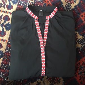 Black Tribal Detail Tunic Shirt/Dress