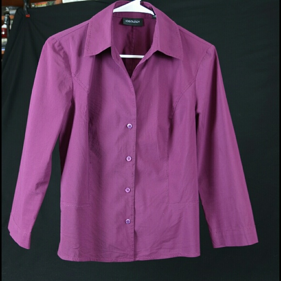 Ideology 3/4 sleeve collared purple top size 6