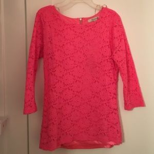 Pink lace long sleeve shirt