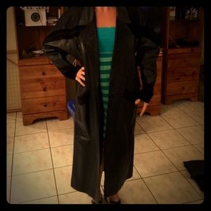 Ladies Full length genuine leather trench coat