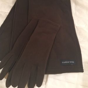 Lands End Fleece Scarf and Gloves set