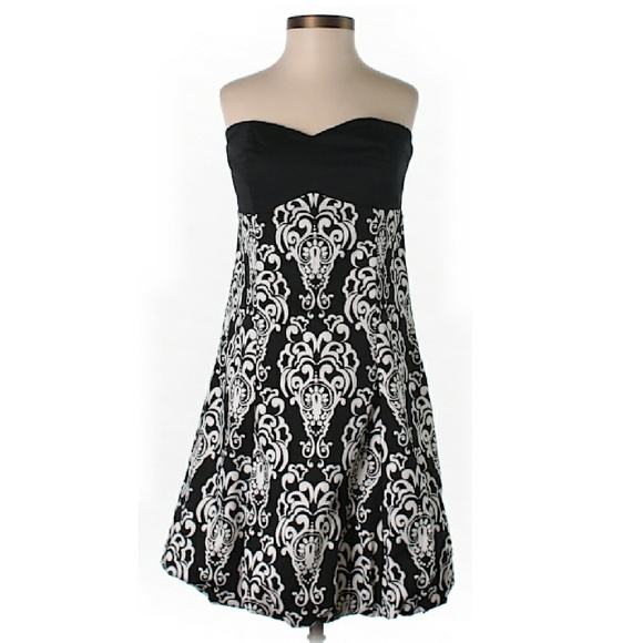 Strapless Black & White Damask Dress - Picture 1 of 3