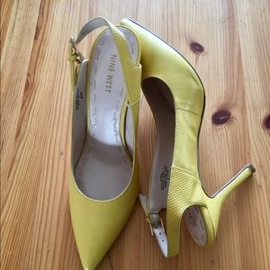 Nine West sling back pumps.