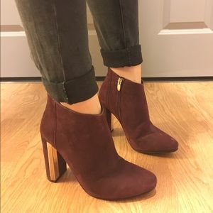 Topshop Maroon Suede Booties