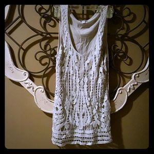 Express silver lace glitter top