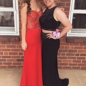 Black two piece Madeline Gardner Prom dress