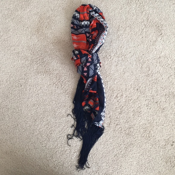 F21 Fashion Scarf (blue orange and white)