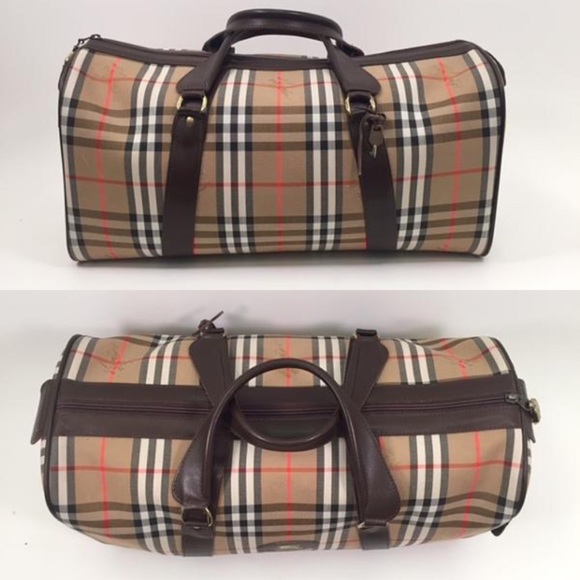 Authentic Burberry Haymarket Holdall Canvas Duffle - Picture 2 of 4