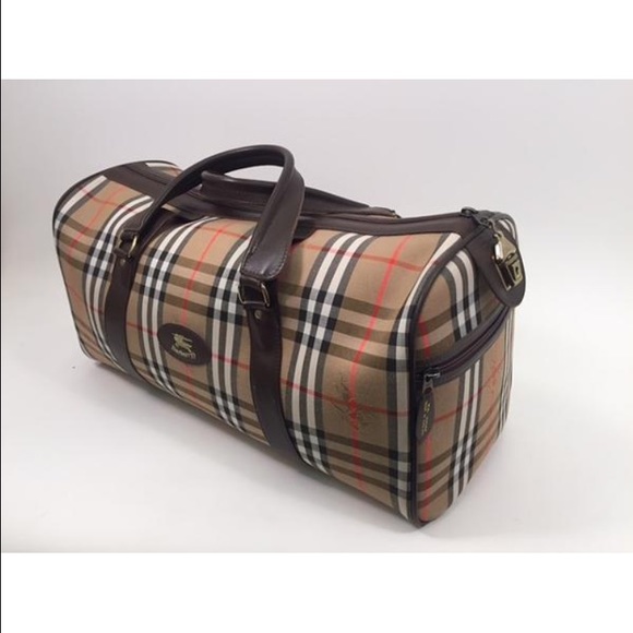 Authentic Burberry Haymarket Holdall Canvas Duffle - Picture 3 of 4
