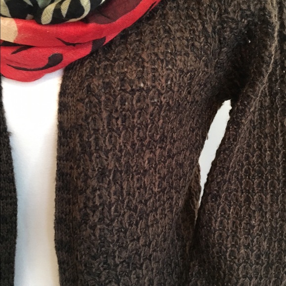 Open cardigan brown knit maxi sweater - Picture 4 of 4