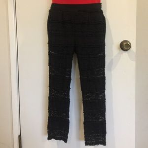 Charlotte Ronson black lacy ankle pants