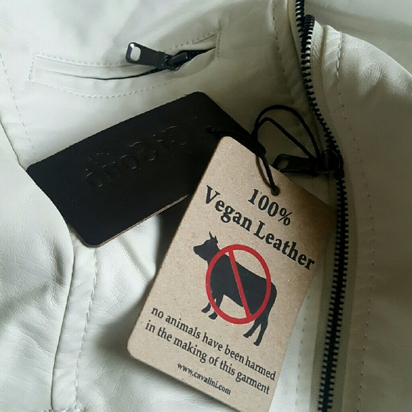 Vegan White Leather Jacket - Picture 2 of 4