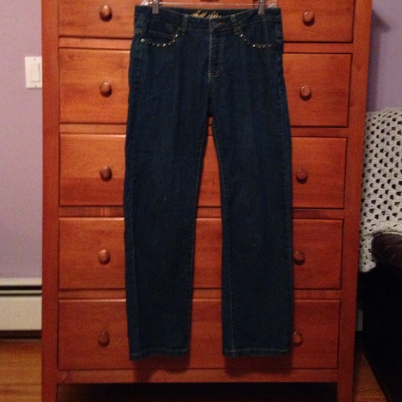 Bill Blass sz 4P stretch boot cut studded jeans