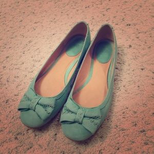 Frye teal green leather flats 8.5