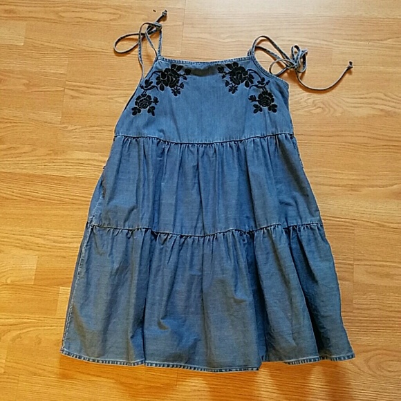 Tiered Denim Sundress with Tie Straps