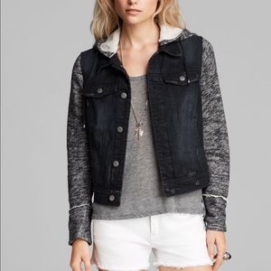 Free People Knit Hooded Denim Jacket