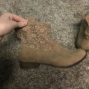 tan booties never worn
