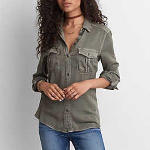 AEO olive button down