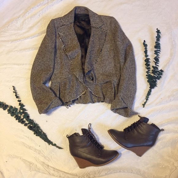 Banana Republic Tweed Ruffle Blazer