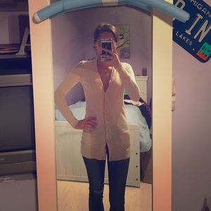 Long crew peach wool sweater