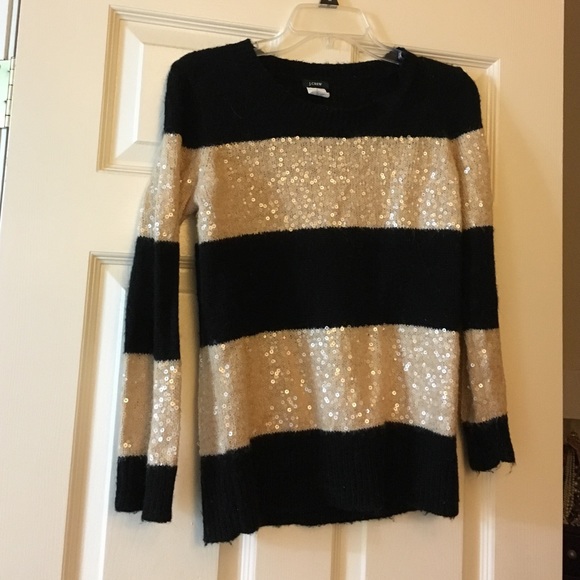 J. Crew Winter Sweater with Sequin Stripe Size M