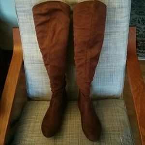 Soft suede knee boots