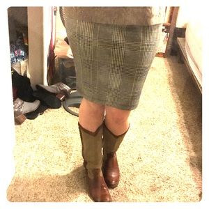 Stretchy, super soft plaid pencil skirt