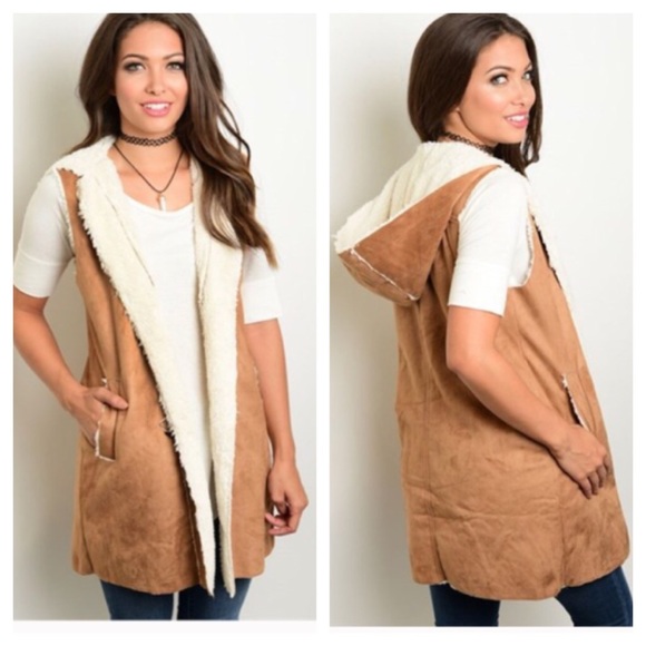 SALE Tan ⚫️ Vegan Suede Hooded Vest