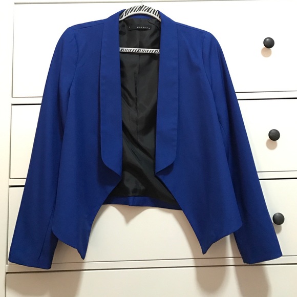 Maldita Blue Assymetrical Cropped Blazer