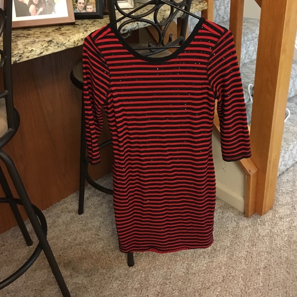 Express Red and Black Sequined Dress 👗