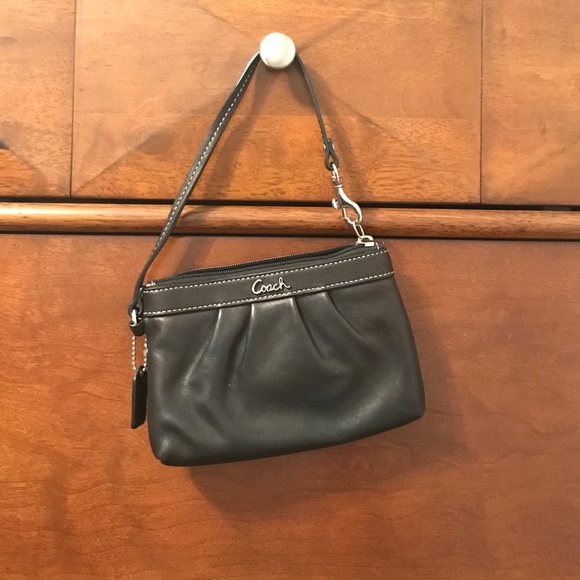Black Coach leather wristlet